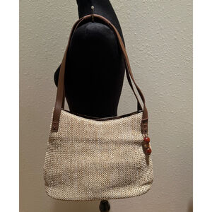 Women's Relativity Beige & Brown Woven Shoulder Bag 
9 x 13 x 4